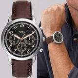 Buy Shop Fossil Neutra Chronograph Black Dial Brown Leather Strap Watch for Men - FS6024 USA Online