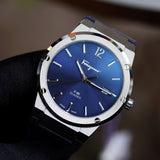 Buy Shop Salvatore Ferragamo F-80 Classic Blue Dial Blue Leather Strap Watch for Men - SFDT00319 USA Online