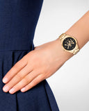 Buy Shop Michael Kors Runway Quartz Black Dial Gold Steel Strap Watch For Women - MK6682 USA Online