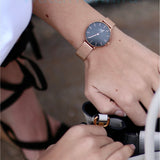 Buy Shop Daniel Wellington Classic Melrose Black Dial Rose Gold Mesh Bracelet Watch For Women - DW00100161 USA Online