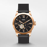Buy Shop Fossil Townsman Automatic Black Dial Black Leather Strap Watch for Men - ME3170 USA Online