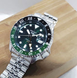 Seiko 5 Sports SKX GMT Automatic Green Dial Silver Steel Strap Watch For Men - SSK035K1