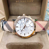 Buy Shop Burberry The City White Dial Haymarket Beige Leather Strap Watch for Women - BU9752 USA Online