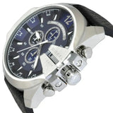 Buy Shop Diesel Mega Chief Chronograph Blue Dial Black Leather Strap Watch For Men - DZ4423 USA Online