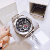 Buy Shop Michael Kors Brecken Chronograph Quartz Black Dial Silver Steel Strap Watch For Men - MK8438 USA Online