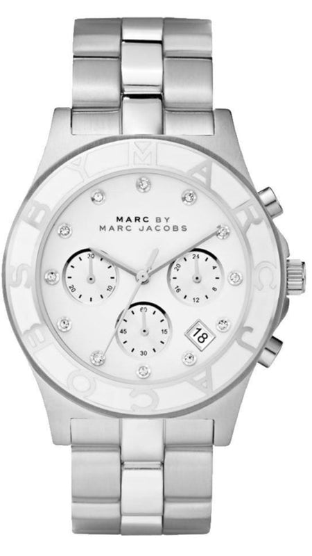 Buy Shop Marc Jacobs Blade Chronograph White Dial Silver Steel Strap Watch for Women - MBM3080 USA Online