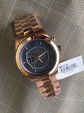 Buy Shop Michael Kors Runway Stop Hunger Quartz Blue Dial Rose Gold Steel Strap Watch For Men - MK8358 USA Online