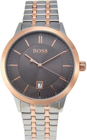 Buy Shop Hugo Boss Classic Grey Dial Two Tone Steel Strap Watch for Men - 1513688 USA Online