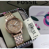 Buy Shop Fossil Boyfriend Chronograph Brown Dial Rose Gold Steel Strap Watch for Women - ES3494 USA Online
