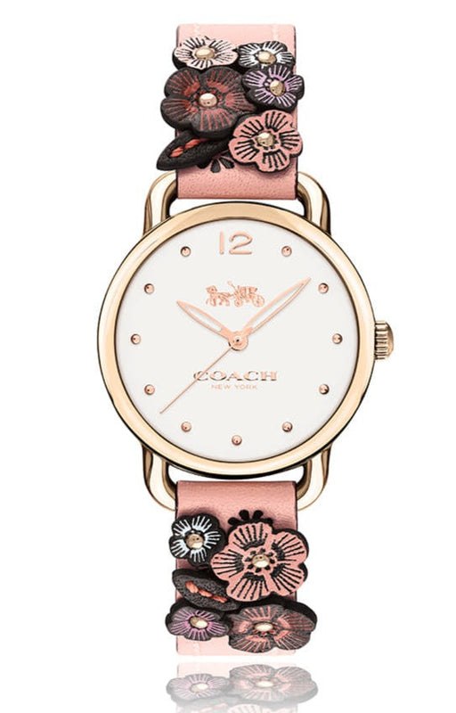 Buy Shop Coach Delancey White Dial Floral Pink Leather Strap Watch for Women - 14502817 USA Online