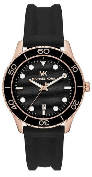 Buy Shop Michael Kors Runway Quartz Black Dial Black Silicone Strap Watch For Women - MK6852 USA Online