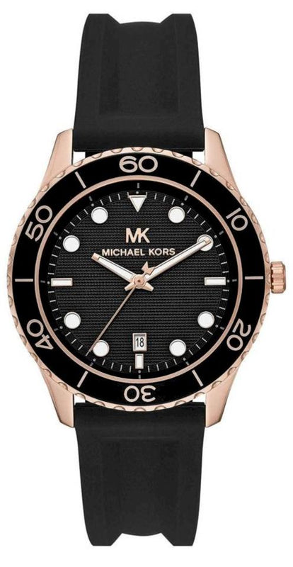 Buy Shop Michael Kors Runway Quartz Black Dial Black Silicone Strap Watch For Women - MK6852 USA Online