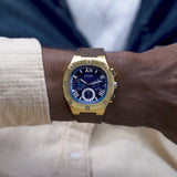Buy Shop Guess Headline Chronograph Blue Dial Brown Silicone Strap Watch For Men - GW0571G5 USA Online