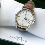 Buy Shop Tissot Automatics III Steel White Dial Brown Leather Strap Watch For Men - T065.430.16.031.00 USA Online