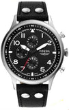 Buy Shop Fossil Retro Pilot Chronograph Black Dial Black Leather Strap Watch for Men - FS5806 USA Online