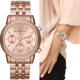 Buy Shop Michael Kors Ritz Chronograph Rose Gold Dial Rose Gold Steel Strap Watch for Women - MK6077 USA Online