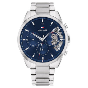 Buy Shop Tommy Hilfiger Baker Quartz Blue Dial Silver Steel Strap Watch For Men - 1710448 USA Online