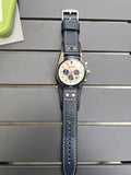 Fossil Coachman Chronograph White Dial Blue Leather Strap Watch for Men - CH3051