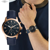Buy Shop Fossil Townsman Chronograph Blue Dial Blue Leather Strap Watch for Men - FS5436 USA Online