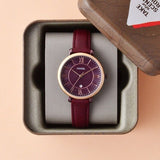 Buy Shop Fossil Jacqueline Burgundy Dial Burgundy Leather Strap Watch for Women - ES4099 USA Online