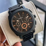Buy Shop Fossil Machine Chronograph Black Dial Black Steel Strap Watch for Men - FS4682 USA Online