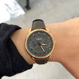 Buy Shop Fossil Tailor Grey Dial Grey Leather Strap Watch for Women - ES3913 USA Online