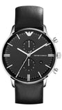 Buy Shop Emporio Armani Gianni Chronograph Black Dial Black Leather Strap Watch For Men - AR0397 USA Online