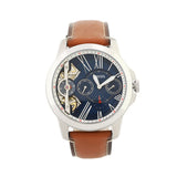 Buy Shop Fossil Grant Twist Multifunction Blue Dial Brown Leather Strap Watch for Men - ME1161 USA Online