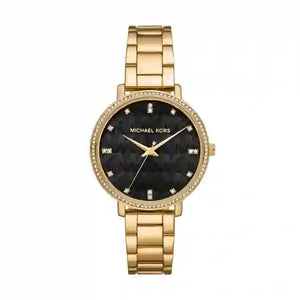 Buy Shop Michael Kors Pyper Three-Hand Black Dial Gold Steel Strap Watch For Women - MK4593 USA Online