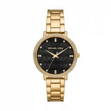Buy Shop Michael Kors Pyper Three-Hand Black Dial Gold Steel Strap Watch For Women - MK4593 USA Online