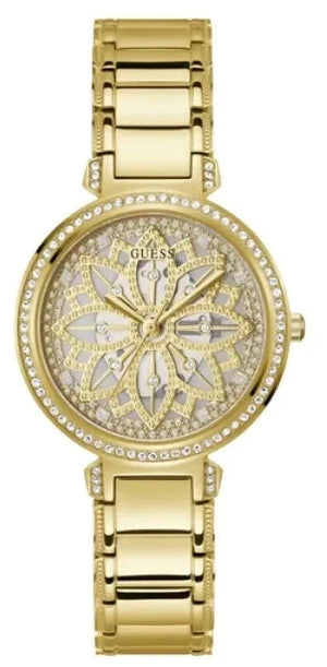 Buy Shop Guess Lily Quartz Gold Dial Gold Steel Strap Watch For Women - GW0528L2 USA Online