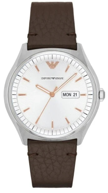 Buy Shop Emporio Armani Dress Quartz White Dial Brown Leather Strap Watch For Men - AR1999 USA Online