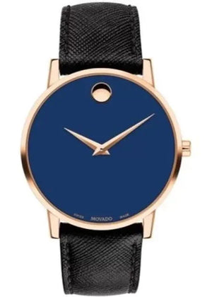 Buy Shop Movado Museum Sport Blue Dial Black Leather Strap Watch for Men - 0607266 USA Online