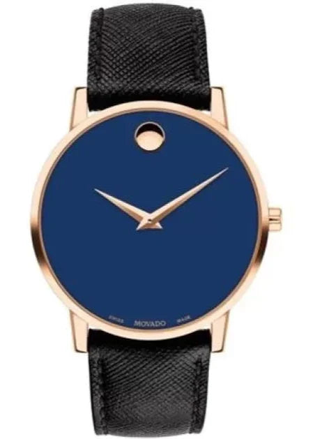 Buy Shop Movado Museum Sport Blue Dial Black Leather Strap Watch for Men - 0607266 USA Online
