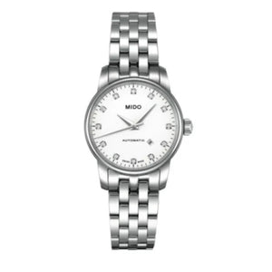 Buy Shop Mido Baroncelli III Automatic Diamonds White Dial Silver Steel Strap Watch For Women - M7600.4.66.1 USA Online
