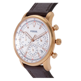 Buy Shop Fossil Goodwin Chronograph White Dial Brown Leather Strap Watch for Men - FS5415 USA Online