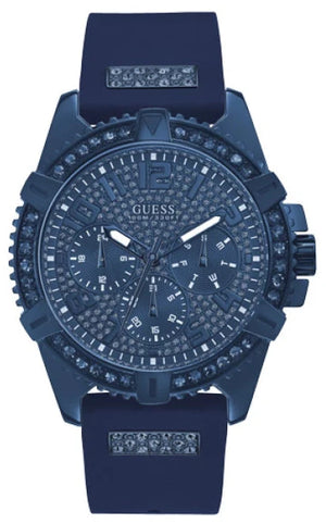 Buy Shop Guess Frontier Crystals Blue Dial Blue Silicon Strap Watch For Men - W1132G4 USA Online