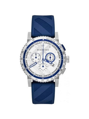 Buy Shop Burberry City Sport Chronograph White Dial Blue Rubber Strap Watch For Men - BU9808 USA Online