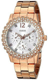 Buy Shop Guess Dazzler Diamonds Silver Dial Rose Gold Steel Strap Watch for Women - W0335L3 USA Online
