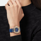 Buy Shop Versace Greca Blue Dial Blue Leather Strap Watch for Women - VERE00218 USA Online