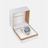 Buy Shop Versace Dominus Chronograph Blue Dial Silver Steel Strap Watch For Men - VE6H00423 USA Online