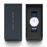 Buy Shop Daniel Wellington Classic Bayswater White Dial Blue NATO Strap Watch For Women - DW00100280 USA Online