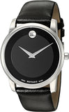 Buy Shop Movado Museum Black Dial Black Leather Strap Watch For Men - 606502 USA Online