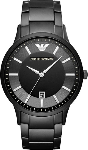 Emporio Armani Renato Quartz Black Dial Black Steel Strap Watch For Men - AR11079