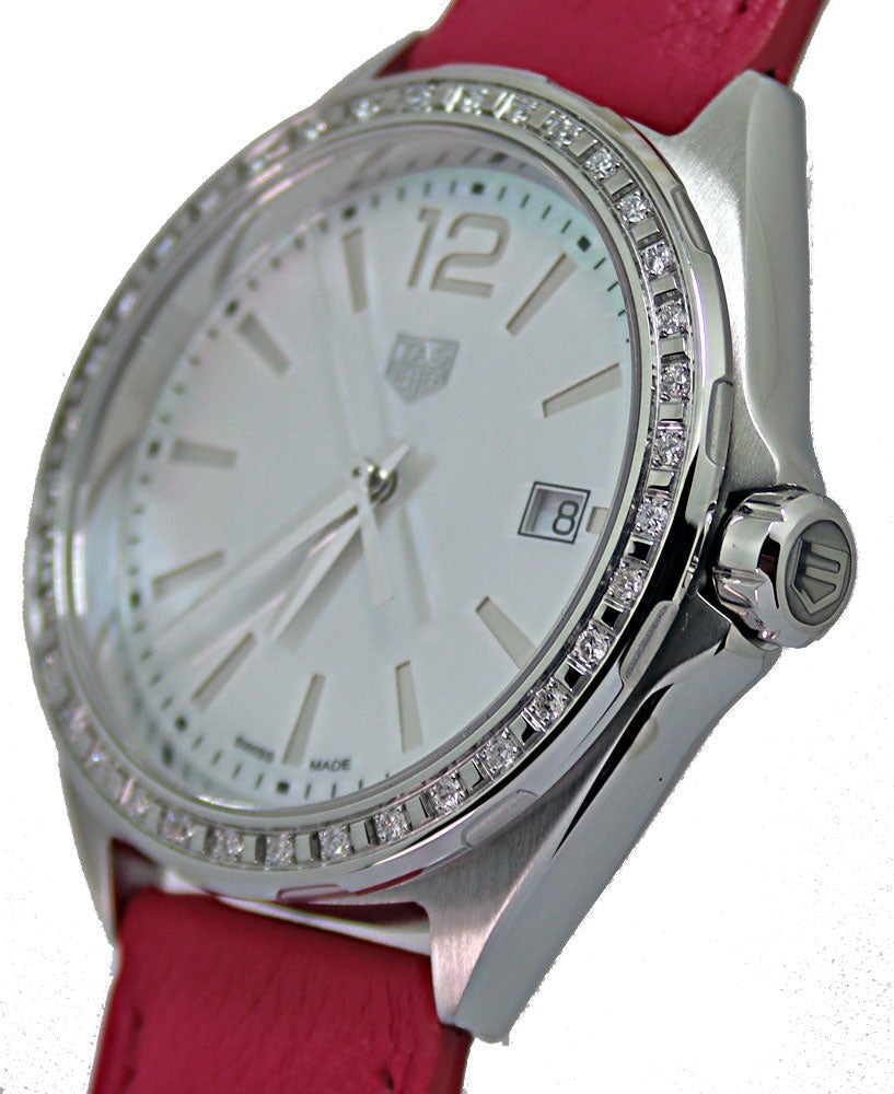 Buy Shop Tag Heuer Formula 1 Quartz Mother of Pearl Dial Red Leather Strap Watch for Women - WBJ131A.FC8253 USA Online