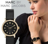 Buy Shop Marc Jacobs Baker Black Dial Black Leather Strap Watch for Women - MBM8633 USA Online