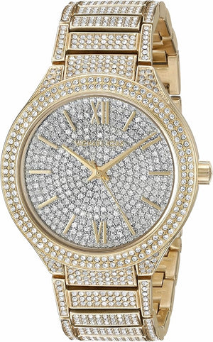 Buy Shop Michael Kors Kerry Crystals Gold Dial Gold Steel Strap Watch For Women - MK3360 USA Online