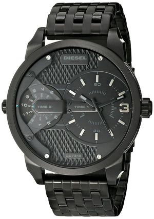 Buy Shop Diesel Mini Daddy Dual Time Black Dial Black Stainless Steel Strap Watch For Men - DZ7316 USA Online