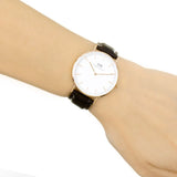 Buy Shop Daniel Wellington Classic York White Dial Brown Leather Strap Watch For Women - DW00100038 USA Online