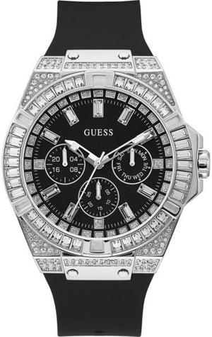 Buy Shop Guess Baguette Crystals Black Dial Black Silicone Strap Watch For Men - GW0208G1 USA Online